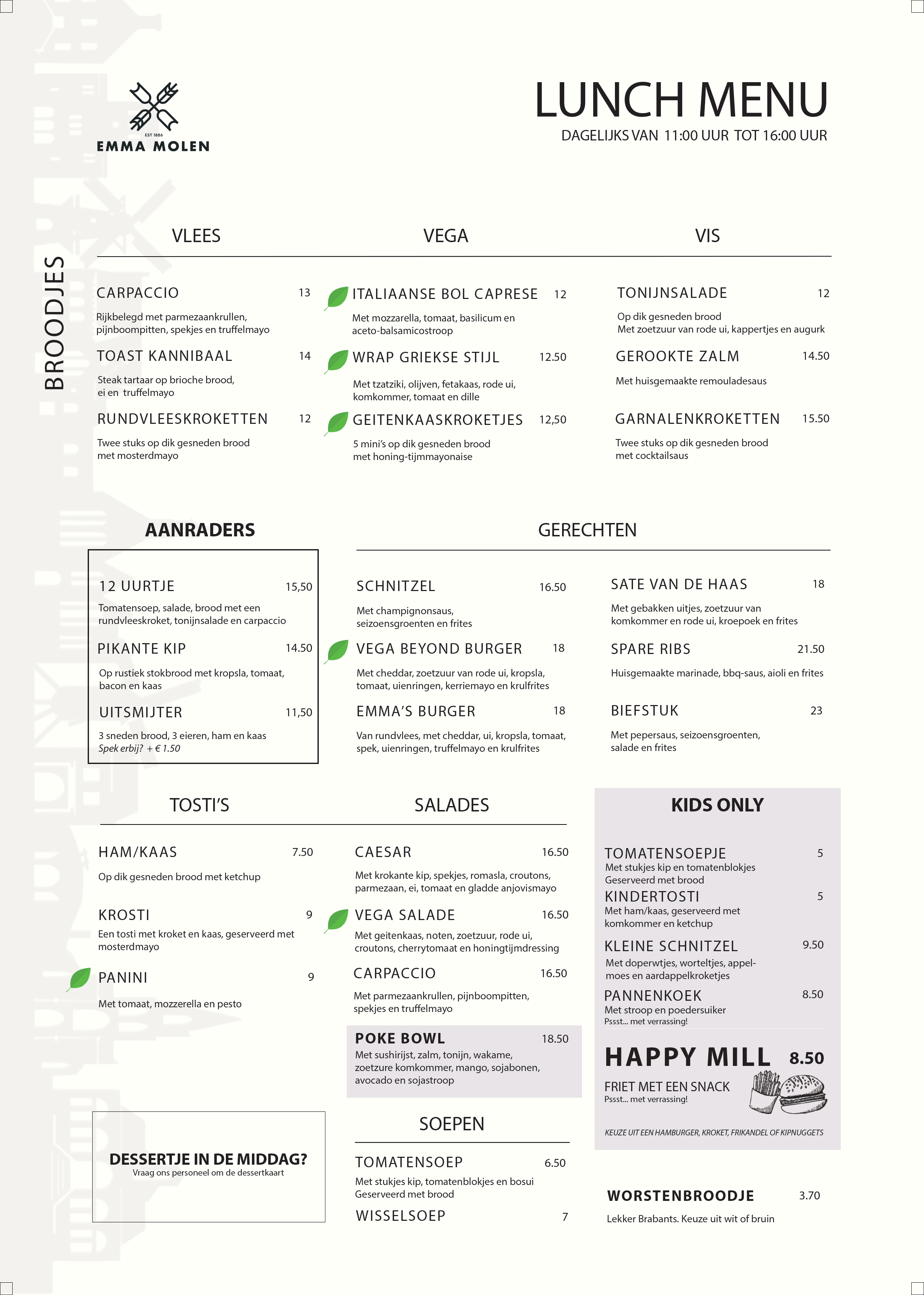 Menu - Emmamolen & Bakhuys